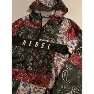 NEW Rebel Minds Hoodie 1/4 Zip Windbreaker Rain Jacket MEDIUM Tapestry Paisley